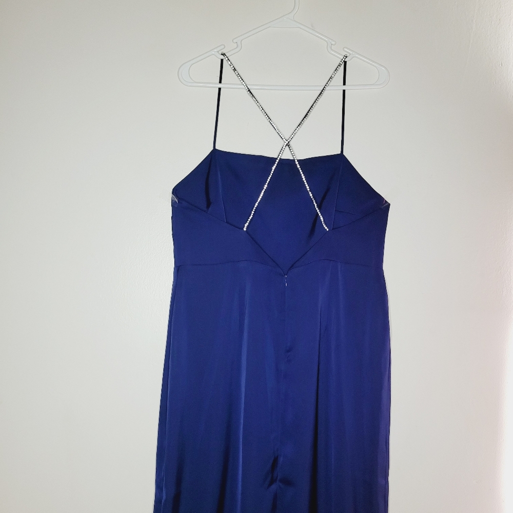 Ann Taylor Dress Womens Size 10 Blue Jeweled Strap Sheath Women's Sleekly Gala - Picture 3 of 16